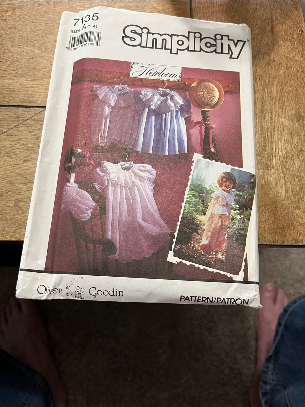 Simplicity Pink and White Heirloom Dress Sewing Pattern